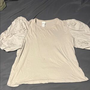 H&M Light Beige Puff Sleeve Blouse